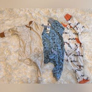 Gerber Kids One Piece Footies - Brown, Blue, and Orange